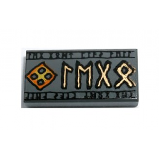 Tile 1 x 2 with Elder Futhark Runes Logogram (LEGO) Pattern