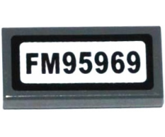 Tile 1 x 2 with 'FM95969' Pattern (Sticker) - Set 60076