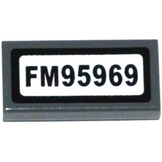 Tile 1 x 2 with 'FM95969' Pattern (Sticker) - Set 60076