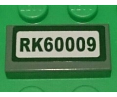 Tile 1 x 2 with 'RK60009' Pattern (Sticker) - Set 60009