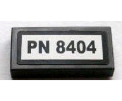 Tile 1 x 2 with Black 'PN 8404' on White Background Pattern (Sticker) - Set 8404