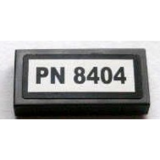 Tile 1 x 2 with Black 'PN 8404' on White Background Pattern (Sticker) - Set 8404