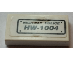 Tile 1 x 2 with 'HIGHWAY POLICE HW-1004' Pattern (Sticker) - Set 8152
