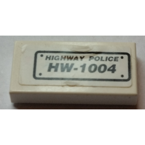 Tile 1 x 2 with 'HIGHWAY POLICE HW-1004' Pattern (Sticker) - Set 8152