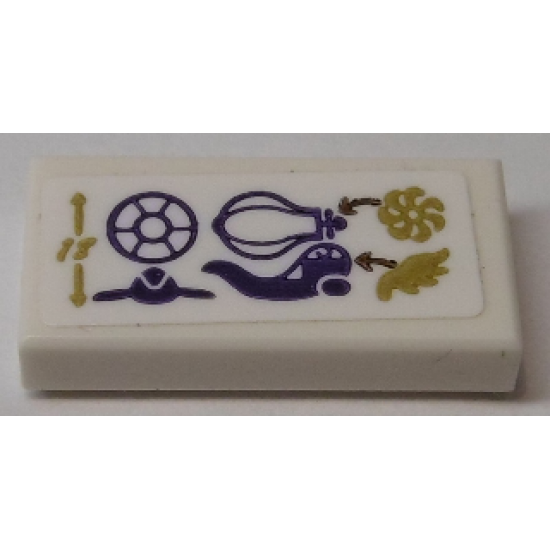 Tile 1 x 2 with Airas Airship Balloon, Wing and Symbols Pattern (Sticker) - Set 41184