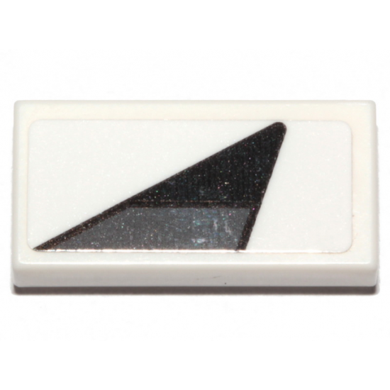Tile 1 x 2 with Black and Dark Bluish Gray Triangle Pattern Model Left Side (Sticker) - Set 75276