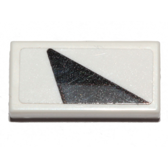 Tile 1 x 2 with Black and Dark Bluish Gray Triangle Pattern Model Right Side (Sticker) - Set 75276