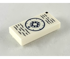 Tile 1 x 2 with Compass and Wavy Lines Pattern