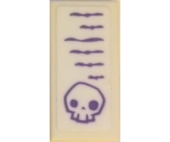 Tile 1 x 2 with Dark Purple Skull and Lines Pattern (Sticker) - Set 41335