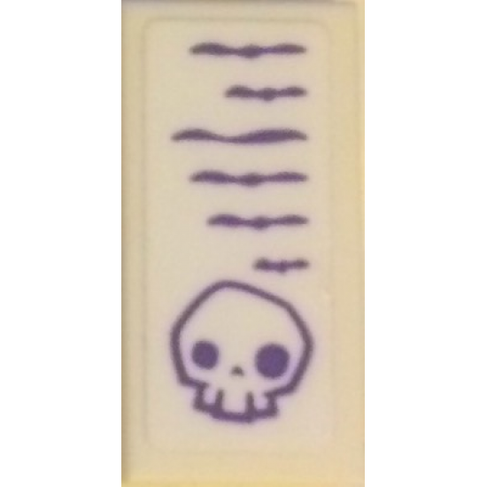 Tile 1 x 2 with Dark Purple Skull and Lines Pattern (Sticker) - Set 41335