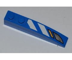 Slope, Curved 6 x 1 with Blue and White Danger Stripes and Headlights Pattern Model Left (Sticker) - Sets 7970