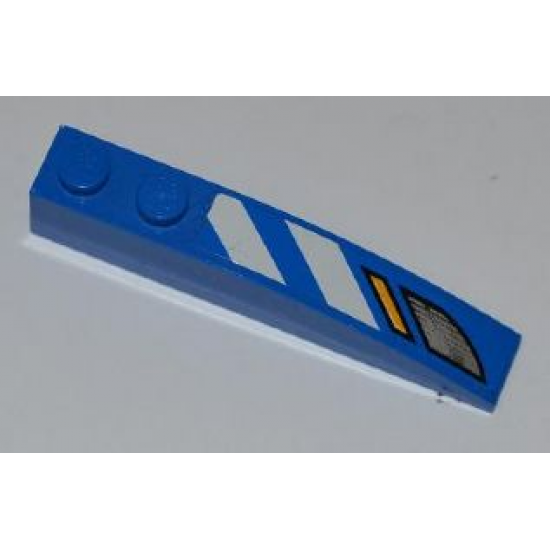 Slope, Curved 6 x 1 with Blue and White Danger Stripes and Headlights Pattern Model Left (Sticker) - Sets 7970