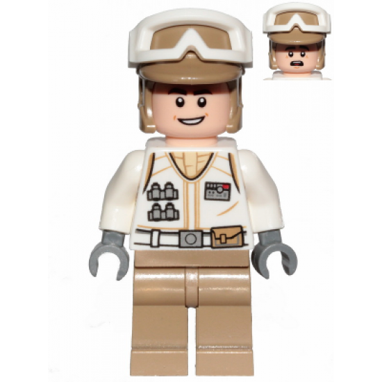 Hoth Rebel Trooper White Uniform, Dark Tan Legs (Open Mouth Smile)