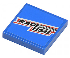 Tile 2 x 2 with 'RACE 555' and Checkered Flag Pattern (Sticker) - Set 8125