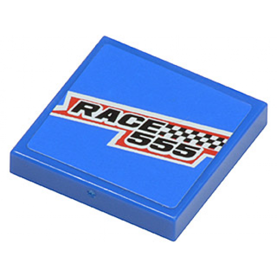 Tile 2 x 2 with 'RACE 555' and Checkered Flag Pattern (Sticker) - Set 8125