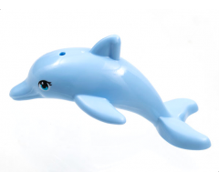 Dolphin, Friends / Elves, Jumping with Bottom Axle Holder with Large Round Shape Medium Azure Eyes with Eyelashes Pattern