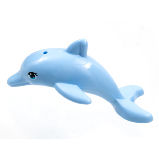 Dolphin, Friends / Elves, Jumping with Bottom Axle Holder with Large Round Shape Medium Azure Eyes with Eyelashes Pattern