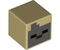 Minifigure, Head, Modified Cube with Minecraft Husk Face Pattern