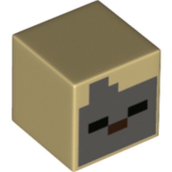 Minifigure, Head, Modified Cube with Minecraft Husk Face Pattern