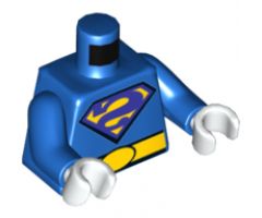 Torso Shirt with Dark Purple Bizarro Backward 'S' Logo and Wide Yellow Belt Pattern / Blue Arms / White Hands