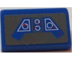 Slope 30 1 x 2 x 2/3 with Blue SW Control Panel on Dark Bluish Gray Background Pattern (Sticker) - Set 9525