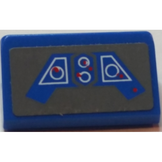Slope 30 1 x 2 x 2/3 with Blue SW Control Panel on Dark Bluish Gray Background Pattern (Sticker) - Set 9525