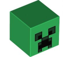Minifigure, Head, Modified Cube with Minecraft Creeper Face Pattern