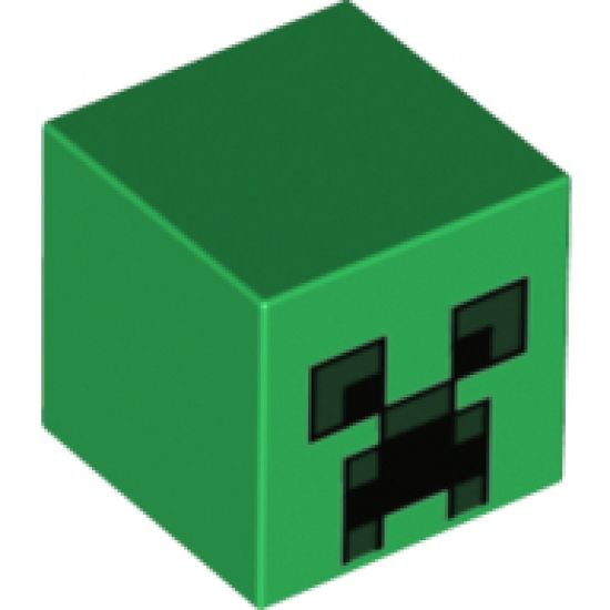 Minifigure, Head, Modified Cube with Minecraft Creeper Face Pattern