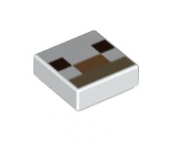 Tile 1 x 1 with Dark Brown Squares, Medium Nougat and Dark Tan Rectangles Pattern (Minecraft Alpaca / Llama Nose and Mouth)