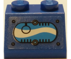 Slope 45 2 x 2 with Window with Black Ring in Oval with Blue and White Swirls Pattern Model Left Side (Sticker) - Set 70013
