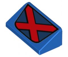 Slope 30 1 x 2 x 2/3 with Red and Dark Blue X-Men Logo Pattern