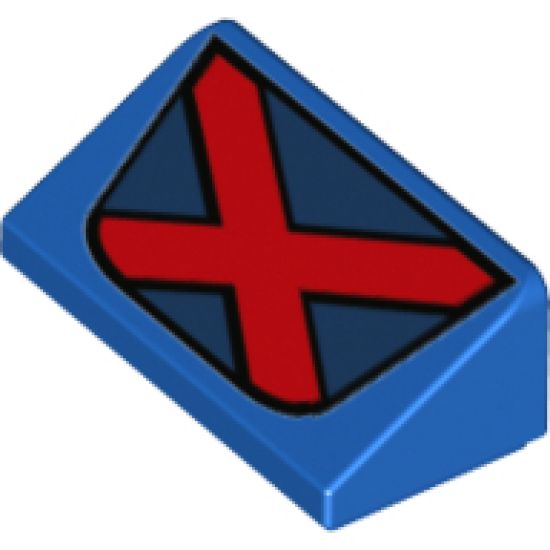 Slope 30 1 x 2 x 2/3 with Red and Dark Blue X-Men Logo Pattern