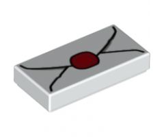 Tile 1 x 2 with Envelope with Red Wax Seal and Light Bluish Gray Highlights Pattern