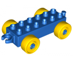 Duplo, Vehicle Car Base 2 x 6 with Yellow Wheels and Open Hitch End