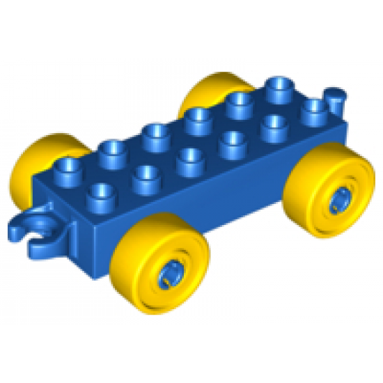 Duplo, Vehicle Car Base 2 x 6 with Yellow Wheels and Open Hitch End