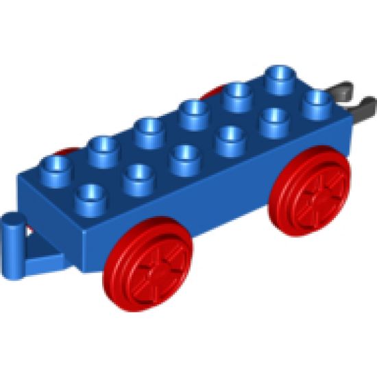 Duplo, Train Base 2 x 6 with Red Train Wheels and Movable Hook