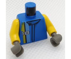 Torso Racers Number 18 and Yellow Stripe Pattern / Yellow Arms / Dark Gray Hands