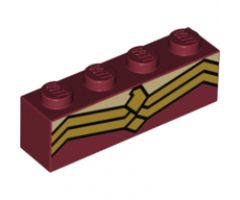 Brick 1 x 4 with Gold Double Angular Lines Pattern