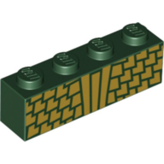 Brick 1 x 4 with Gold Scales Pattern