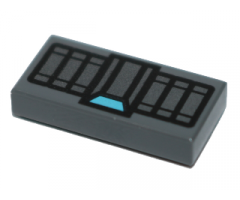 Tile 1 x 2 with Silver Rectangles and Medium Azure Trapezoid Pattern [Black Widow Cuff]