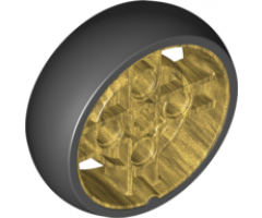 Wheel 43 x 14 Technic with Axle Hole and 4 Pin Holes with Molded Black Hard Rubber Tire Pattern