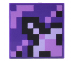 Tile 2 x 2 with Minecraft Pixelated Medium Lavender, Black, and White Glazed Terracotta Pattern