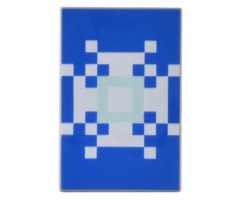 Tile 2 x 3 with Minecraft Pixelated White and Light Aqua Snowflake on Blue Background Shield Banner Pattern