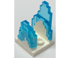 Wave Pixelated (Flame) on Plate 2 x 2 with 2 Studs in Center with Molded Trans-Light Blue Fire Pattern