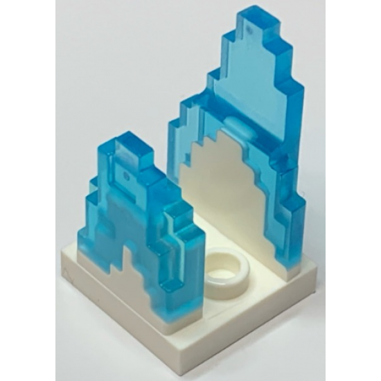 Wave Pixelated (Flame) on Plate 2 x 2 with 2 Studs in Center with Molded Trans-Light Blue Fire Pattern