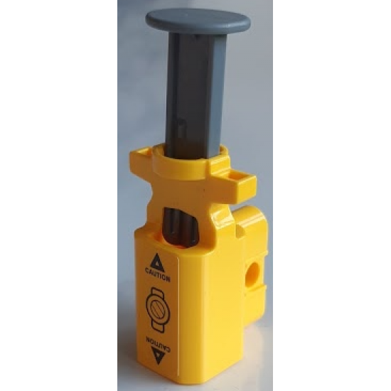 Projectile Launcher, Net Shooter with Dark Bluish Gray Firing Pin with 'CAUTION' and Triangles on Yellow Background Pattern (Sticker) - Set 60173 / 60175