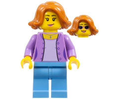 Medium Lavender Jacket over Lavender Shirt, Medium Blue Legs, Dark Orange Female Hair Short Swept Sideways
