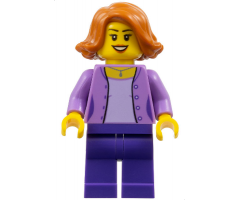 Mom - Medium Lavender Jacket over Lavender Shirt, Dark Purple Legs, Dark Orange Female Hair Short Swept Sideways