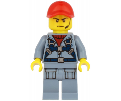 Ocean Submarine Pilot - Male, Harness, Sand Blue Legs with Pockets, Red Cap, Headset