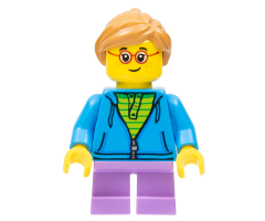 Child Girl with Dark Azure Hoodie and Ponytail